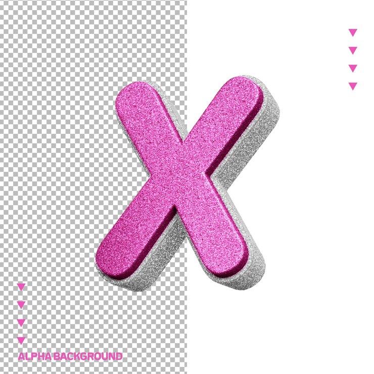 Kostenlose PSD rosa buchstabe x mit rosa hintergrund mit rosa x