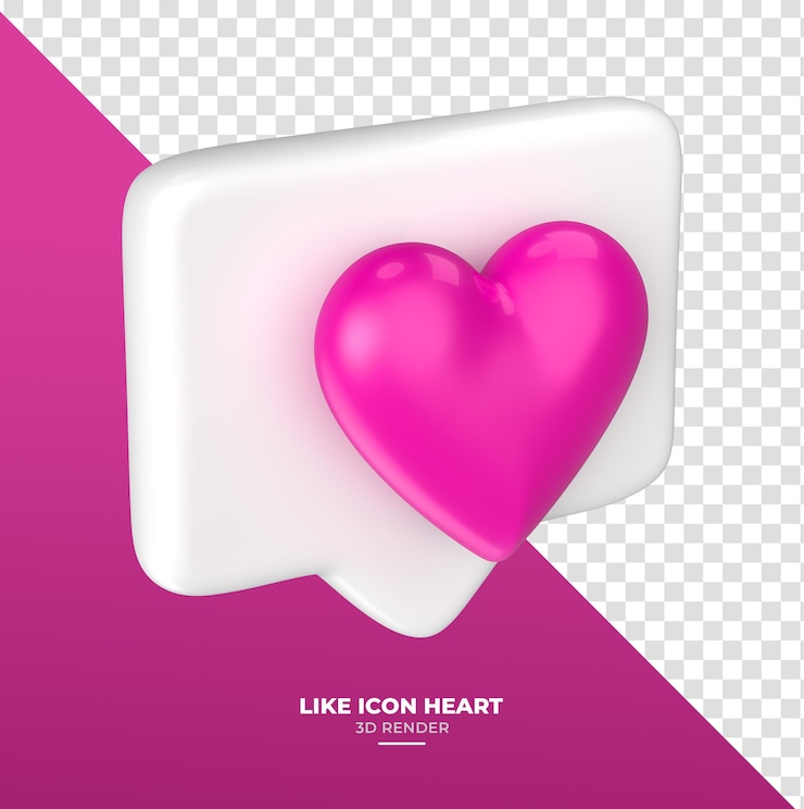 Kostenlose PSD rosa herz in weißer kommentarblase für oktober rosa kampagne in 3d rendern transparenter hintergrund