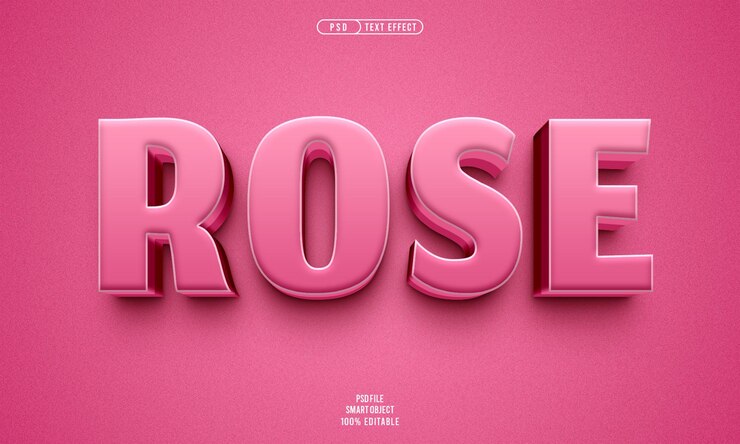 Kostenlose PSD rose 3d editierbarer texteffekt