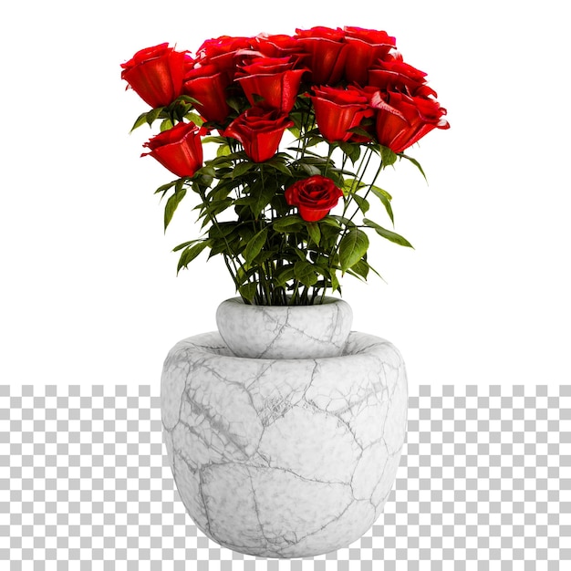 Rote rosenblume mit modernem, schönem vasentopf Premium PSD
