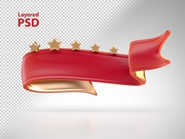 Kostenlose PSD rotes band 3d mit goldenen sternen
