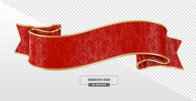 Rotes und Goldes Band mit Ornamentmuster in 3D-Rendering