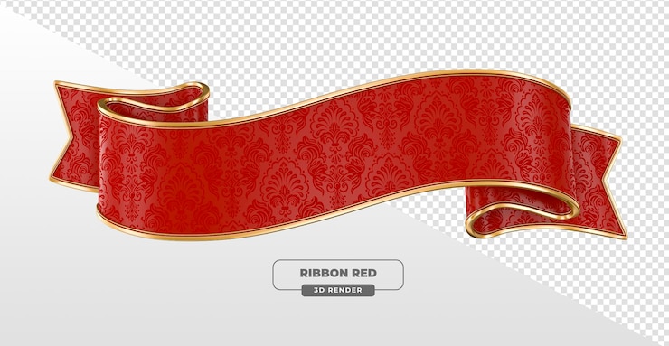 Kostenlose PSD rotes und goldes band mit ornamentmuster in 3d-rendering