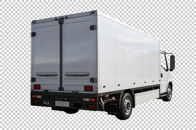 Rückansicht des Kastenwagens isoliert auf dem Hintergrund