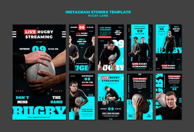 Kostenlose PSD rugby-spiel insta-story-design-vorlage