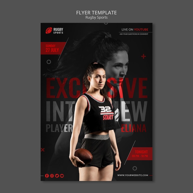 Rugby Sport Flyer Vorlage
