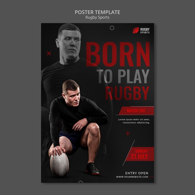 Kostenlose PSD rugby-sportplakat