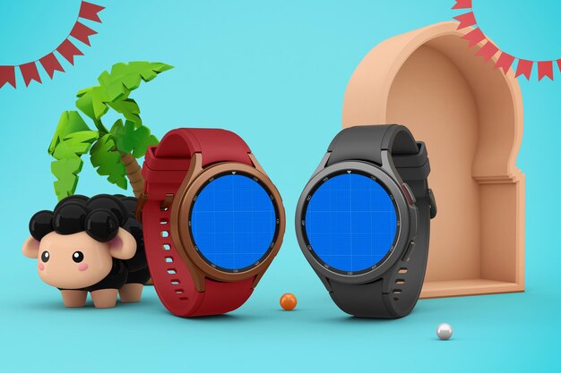 Runde smartwatch adha mockup Premium PSD