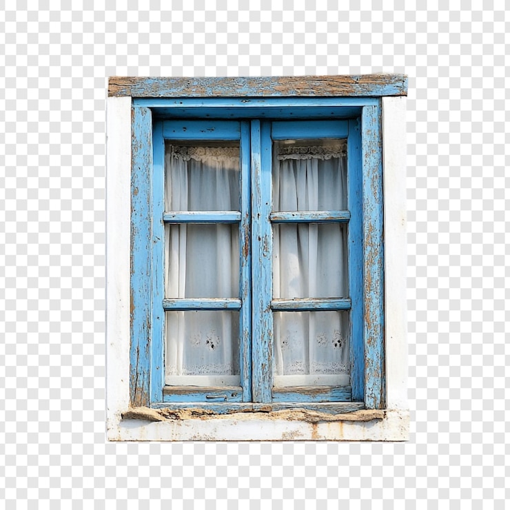 Kostenlose PSD rustikaler charme ein verwittertes blaues fenster