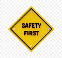 Kostenlose PSD safety first sign notfall-sicherheitsgefahr warnung 3d-symbol mockup-illustration