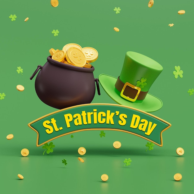 Kostenlose PSD saint patrick's day 3d social media banner designvorlage