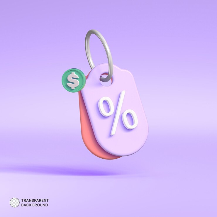 Kostenlose PSD sale discount coupon tag-symbol isolierte 3d-render-illustration