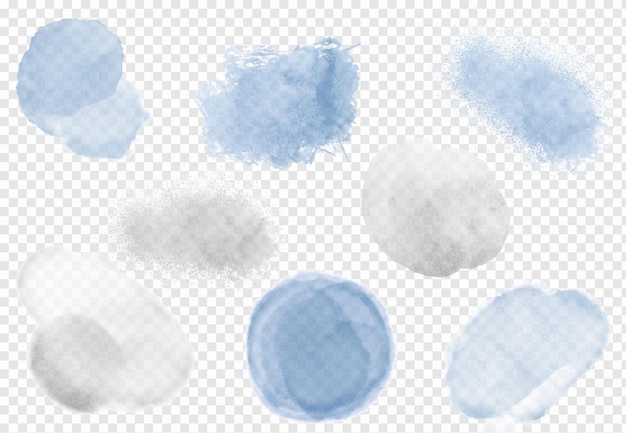 Kostenlose PSD sammlung von grafischen elementen blauer wolken auf einem transparenten hintergrund