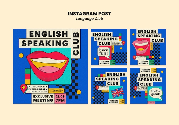 Sammlung von instagram-beiträgen für den englischsprachigen club