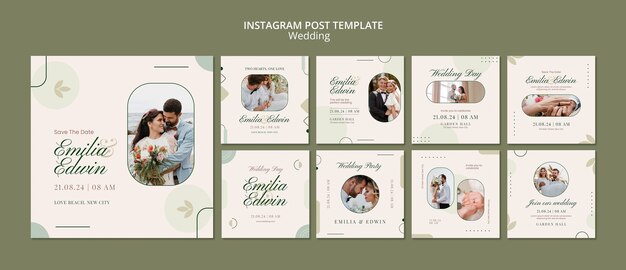 Sammlung von Instagram-Beiträgen für die Hochzeitsfeier