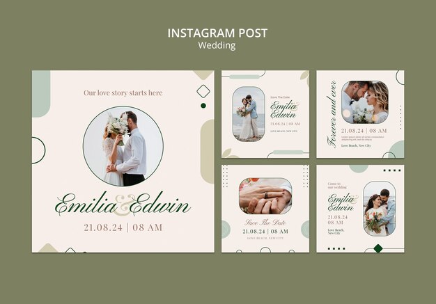 Sammlung von Instagram-Beiträgen für die Hochzeitsfeier