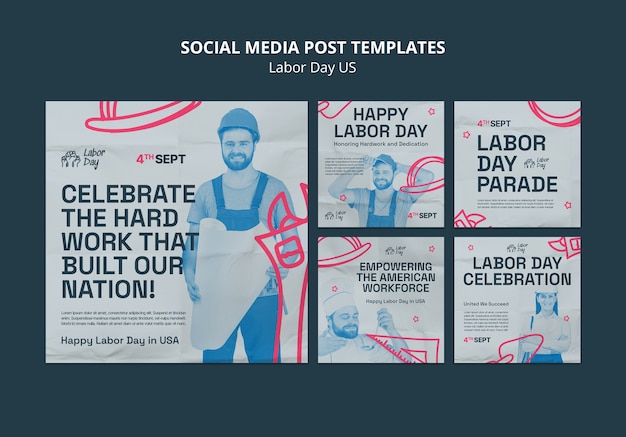 Sammlung von instagram-beiträgen zur feier des labor day in den usa