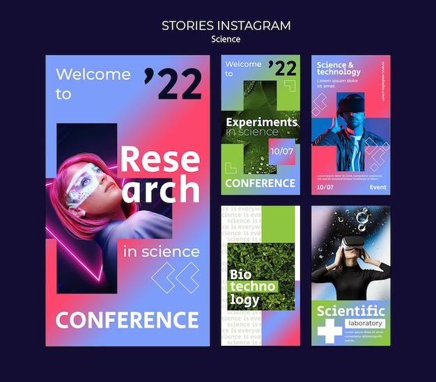 Sammlung von Instagram-Geschichten aus Wissenschaft und virtueller Realität