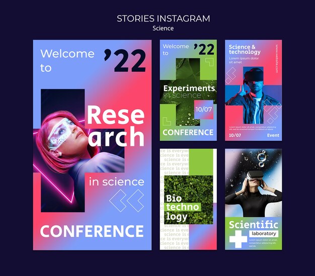 Sammlung von Instagram-Geschichten aus Wissenschaft und virtueller Realität