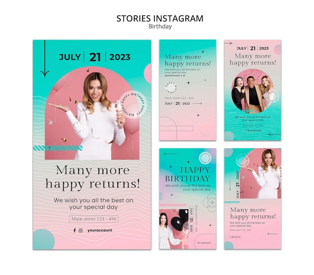 Sammlung von Instagram-Geschichten für Geburtstagsfeiern