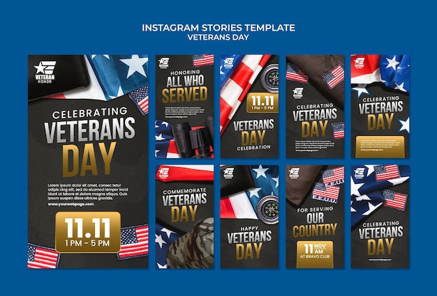 Sammlung von instagram-geschichten zum tag des veteranen