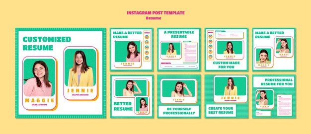 Sammlung von Instagram-Posts für den Lebenslauf