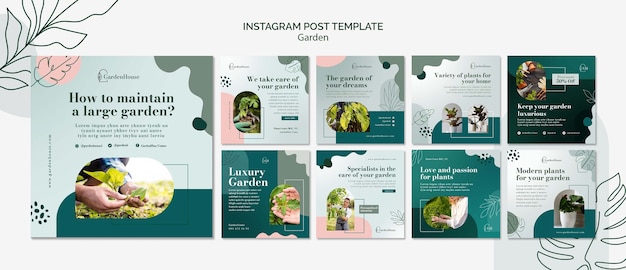 Sammlung von Instagram-Posts für Gartenbepflanzung und Gartenarbeit