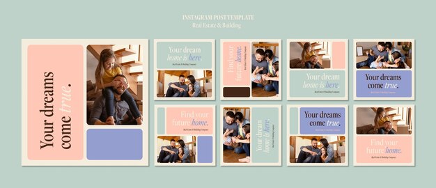 Sammlung von Instagram-Posts für Immobilien und Innenarchitektur