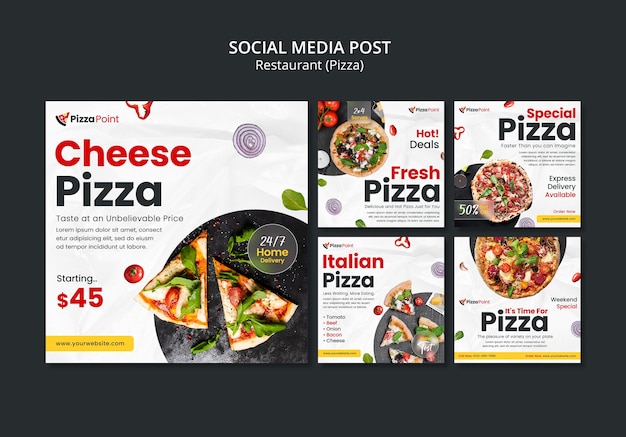 Sammlung von instagram-posts für pizzarestaurants