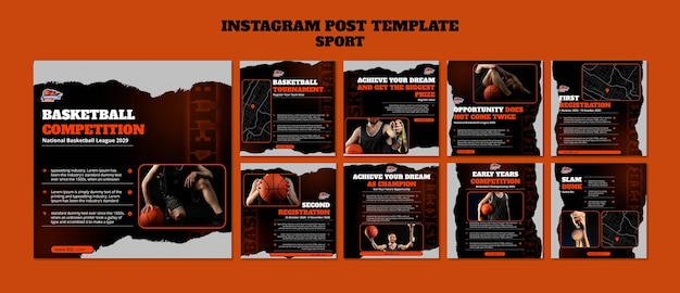 Kostenlose PSD sammlung von instagram-posts für sport und aktivität