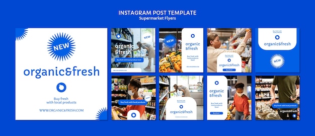 Kostenlose PSD sammlung von instagram-posts für supermarktgeschäfte