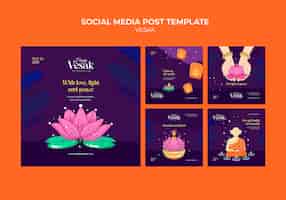 Kostenlose PSD sammlung von instagram-posts zum vesak-tag