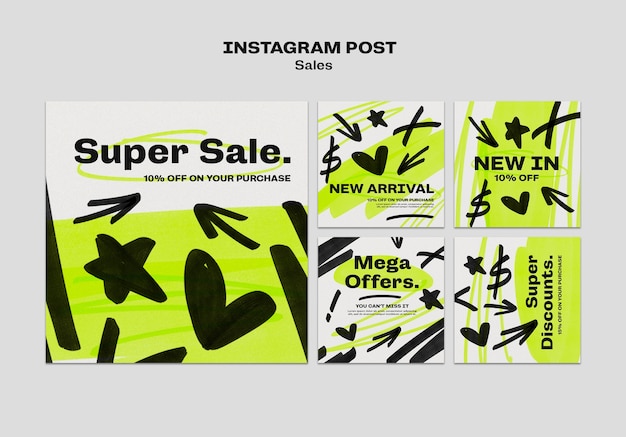 Kostenlose PSD sammlung von super-sales-instagram-posts
