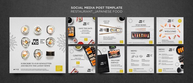 Sammlung von Sushi Restaurant Social Media Post