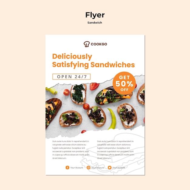 Sandwich konzept flyer vorlage