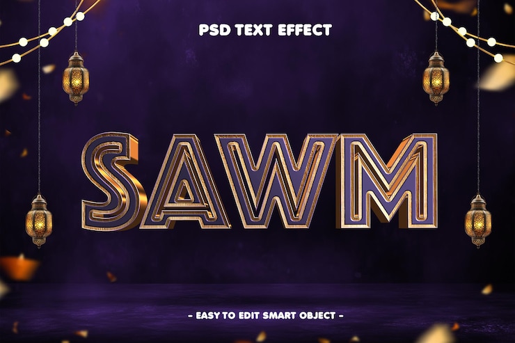 Kostenlose PSD sawm ramadan kareem bearbeitbare texteffekte