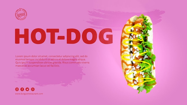 Kostenlose PSD schablonenhotdoganzeige mit foto