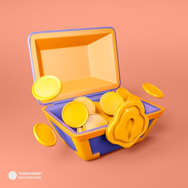 Schatzkiste Spiel Asset Symbol Isolierte 3D-Render-Illustration