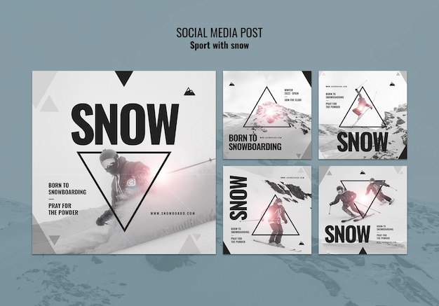 Kostenlose PSD schneesport-design von instagram-post