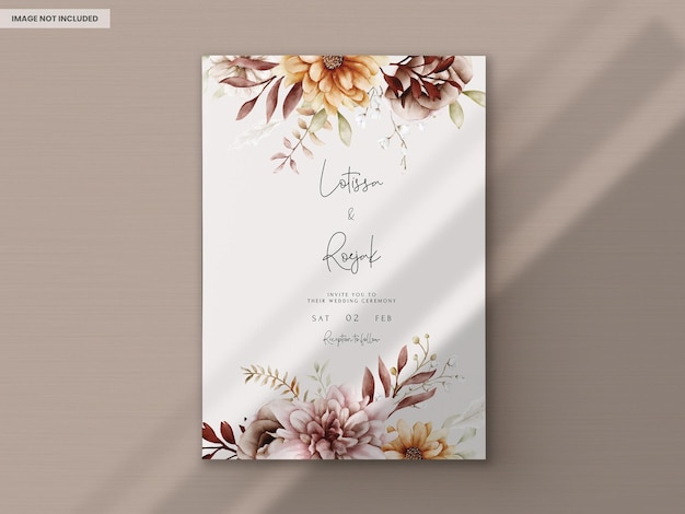 schöne herbstliche florale Hochzeitseinladungskartenvorlage