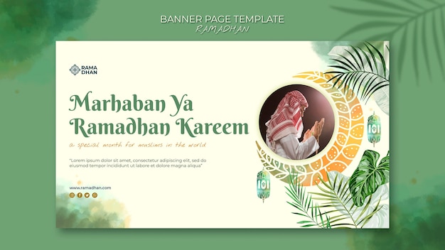 Schöne horizontale Ramadan-Fahnenschablone
