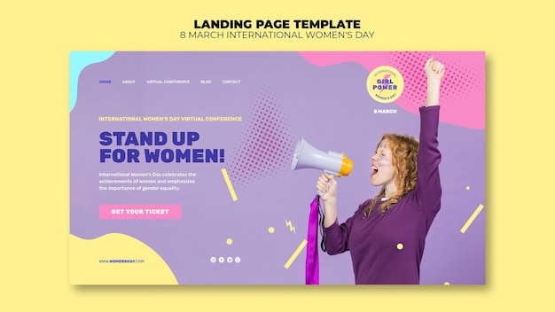 Kostenlose PSD schöne landingpage-vorlage für den frauentag