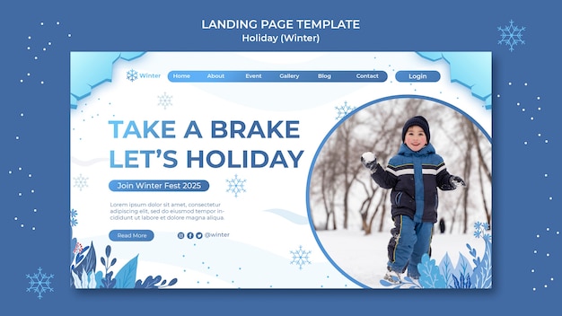 Kostenlose PSD schöne landingpage-vorlage für den winterurlaub