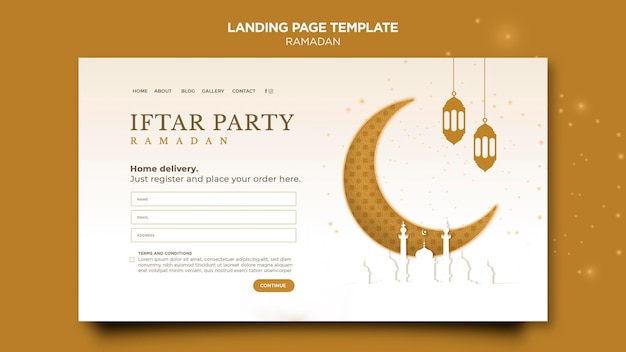 Kostenlose PSD schöne ramadan landing page vorlage