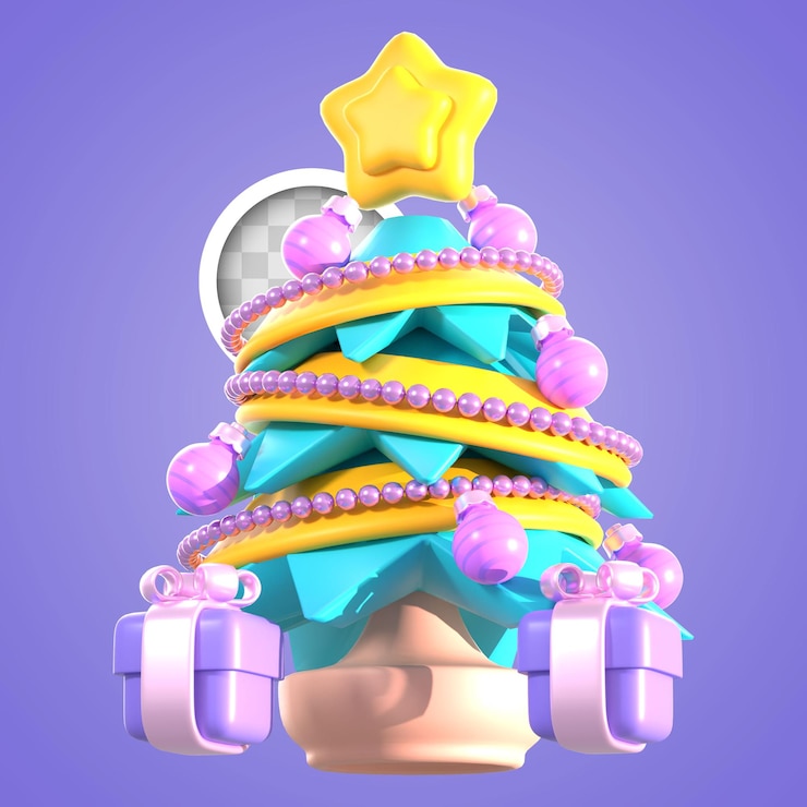 Kostenlose PSD schöne weihnachtsbaum mit geschenken 3d-illustration
