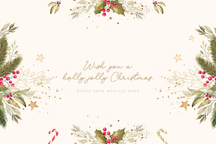 Kostenlose PSD schöner weihnachtshintergrund mit aquarellverzierungen und winternatur