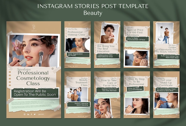 Schönheitsklasse Instagram-Geschichten-Vorlage