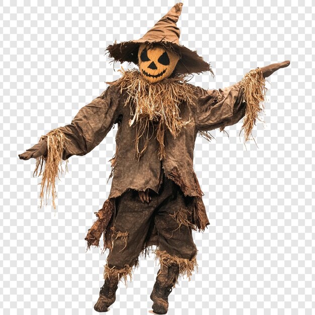 Schreckliche Halloweenscheuche mit Kürbischkopf