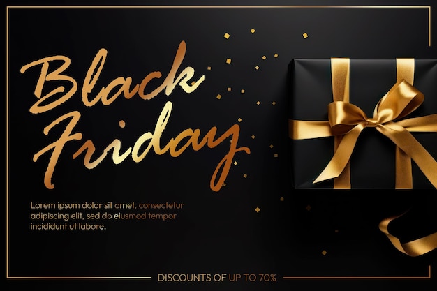 Kostenlose PSD schwarz-goldene black friday-designvorlage