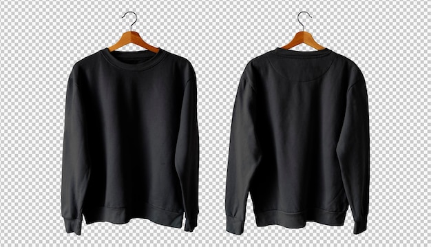 Schwarz isolierter Pullover vorne und hinten